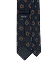 Geometric Square Pattern Dark Navy Woven Silk Tie