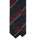 Dark Navy & Burgundy Stripe Woven Silk Tie