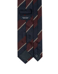 Dark Navy & Burgundy Stripe Woven Silk Tie