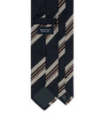 Multi-Stripe Dark Navy, Ivory & Brown Woven Silk Tie