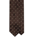 Floral Medallion Pattern Dark Brown Woven Silk Tie