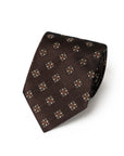 Floral Medallion Pattern Dark Brown Woven Silk Tie