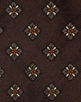 Floral Medallion Pattern Dark Brown Woven Silk Tie