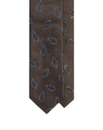 Blue Diamond Pattern Taupe Brown Woven Silk Tie