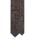 Blue Diamond Pattern Taupe Brown Woven Silk Tie