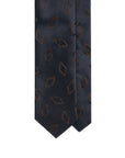 Brown Diamond Pattern Dark Navy Woven Silk Tie