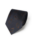 Brown Diamond Pattern Dark Navy Woven Silk Tie