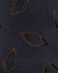 Brown Diamond Pattern Dark Navy Woven Silk Tie