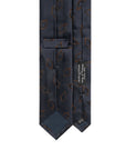 Brown Diamond Pattern Dark Navy Woven Silk Tie