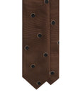 Black Circle Dot Pattern Brown Woven Silk Tie