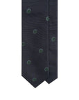 Green Circle Dot Pattern Dark Navy Woven Silk Tie