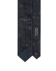 Green Circle Dot Pattern Dark Navy Woven Silk Tie