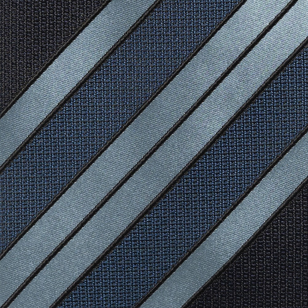 Multi-Stripe Dark Navy, Steel Blue &amp; Light Blue Woven Silk Tie