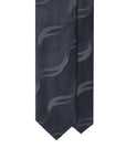 Tone-on-Tone Wave Pattern Dark Navy Woven Silk Tie
