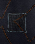 Geometric Square Pattern Dark Navy, Brown, Blue & Grey Woven Silk Tie