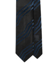 100th Anniversary Geometric Stripe Black & Blue Woven Silk Tie
