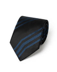 100th Anniversary Geometric Stripe Black & Blue Woven Silk Tie