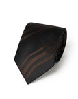 100th Anniversary Geometric Stripe Black & Brown Woven Silk Tie