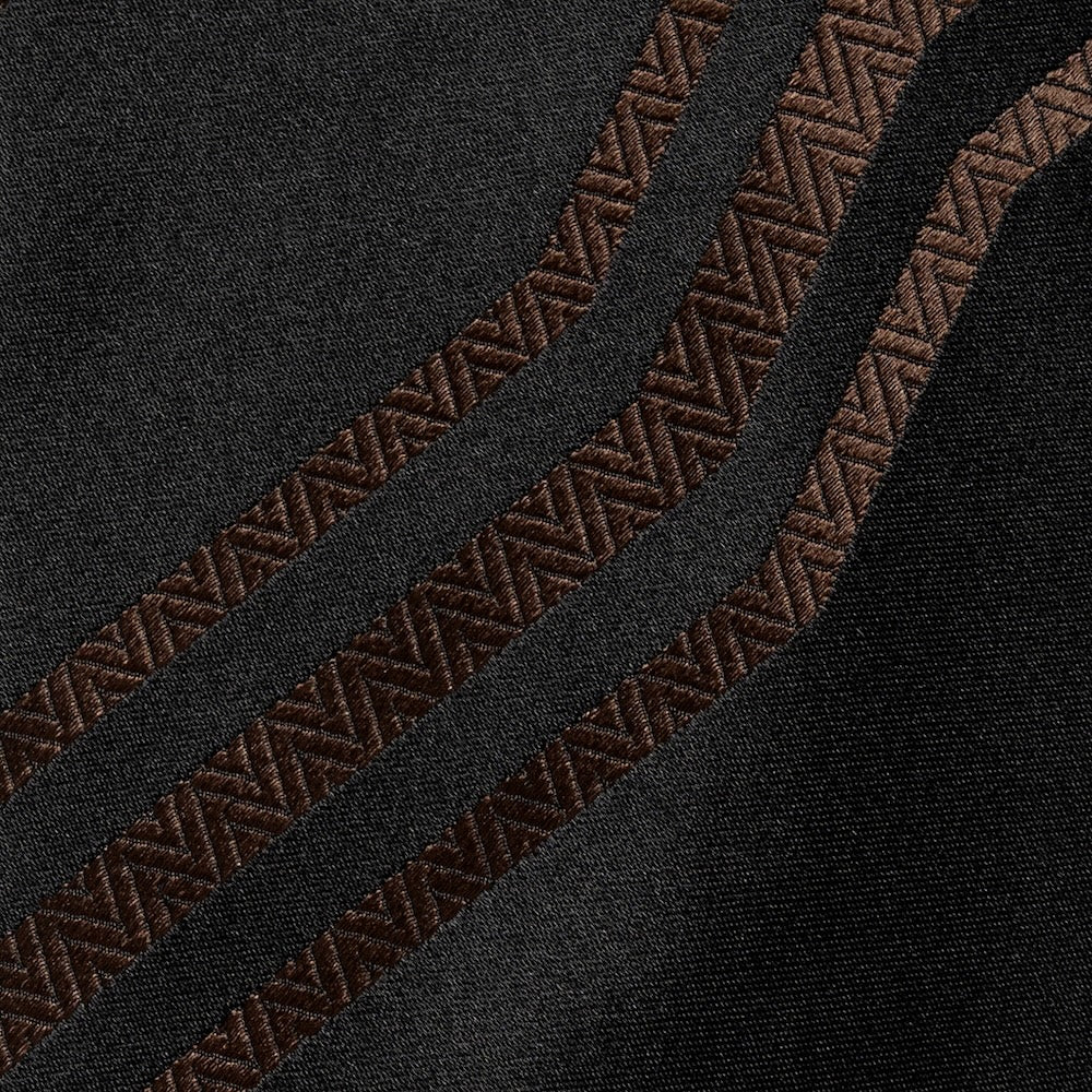 100th Anniversary Geometric Stripe Black &amp; Brown Woven Silk Tie
