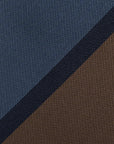 Signature Stripe Brown, Steel Blue & Ivory Woven Silk Tie