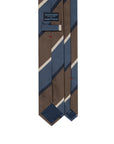 Signature Stripe Brown, Steel Blue & Ivory Woven Silk Tie