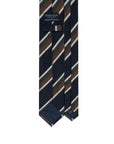 Double Stripe Dark Navy, Dark Green & Brown Woven Silk Tie