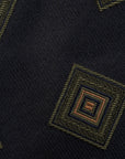 Olive Square Medallion Pattern Dark Navy Woven Silk Tie