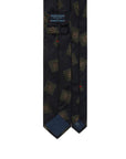 Olive Square Medallion Pattern Dark Navy Woven Silk Tie