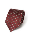 Micro Square Diamond Pattern Burgundy Woven Silk Tie