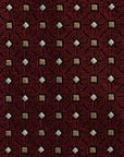 Micro Square Diamond Pattern Burgundy Woven Silk Tie