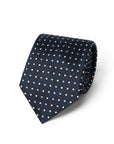 Micro Square Diamond Pattern Dark Navy Woven Silk Tie