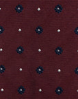 Navy Floral Dot Pattern Burgundy Woven Silk Tie