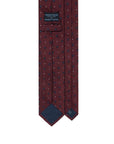 Navy Floral Dot Pattern Burgundy Woven Silk Tie