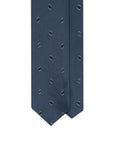 Oval Motif Pattern Slate Blue Woven Silk Tie