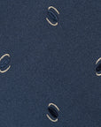 Oval Motif Pattern Slate Blue Woven Silk Tie