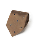 Oval Motif Pattern Milk Brown Woven Silk Tie