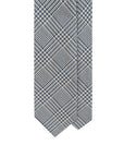 Glen Check Pattern Blue & Ivory Woven Silk Tie