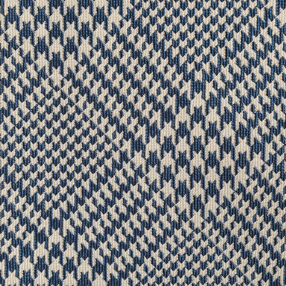 Glen Check Pattern Blue &amp; Ivory Woven Silk Tie