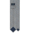 Glen Check Pattern Blue & Ivory Woven Silk Tie