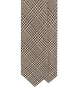 Glen Check Pattern Dark Brown & Ivory Woven Silk Tie