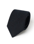 Basket Solid Dark Navy Woven Wool-Silk Tie