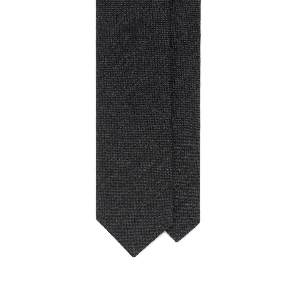 Basket Solid Charcoal Grey Woven Wool-Silk Tie