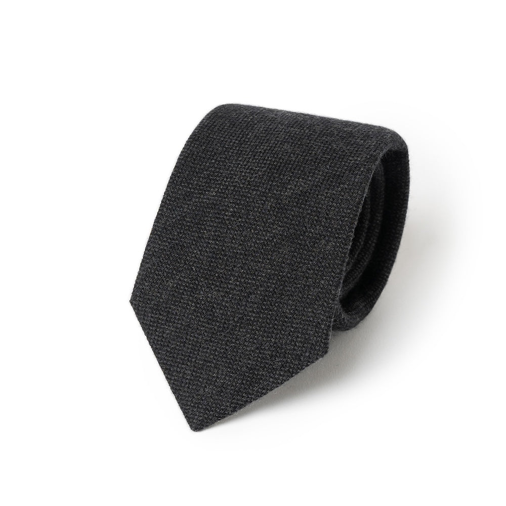Basket Solid Charcoal Grey Woven Wool-Silk Tie