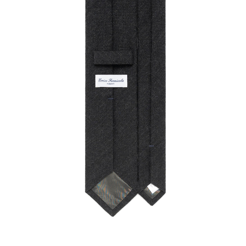 Basket Solid Charcoal Grey Woven Wool-Silk Tie