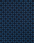 Blue Geometric Square Pattern Dark Navy Printed Silk Tie