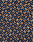 Chain Link Pattern Sand Beige & Navy Printed Silk Tie