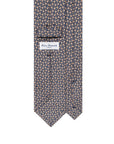 Chain Link Pattern Sand Beige & Navy Printed Silk Tie