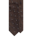 Leaf Motif Pattern Dark Brown Woven Silk Tie