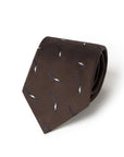Leaf Motif Pattern Dark Brown Woven Silk Tie