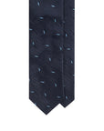 Leaf Motif Pattern Dark Navy Woven Silk Tie